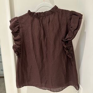 Marie oliver brown ruffle sleeve blouse